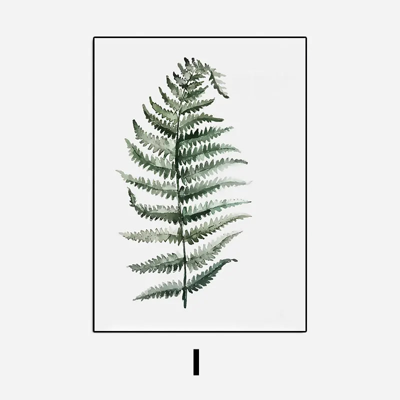 Simple Green Plant Leaves Canvas Art Painting Print Modern Wall Decorative Posters for Living Room Bedroom Home Decor Picture