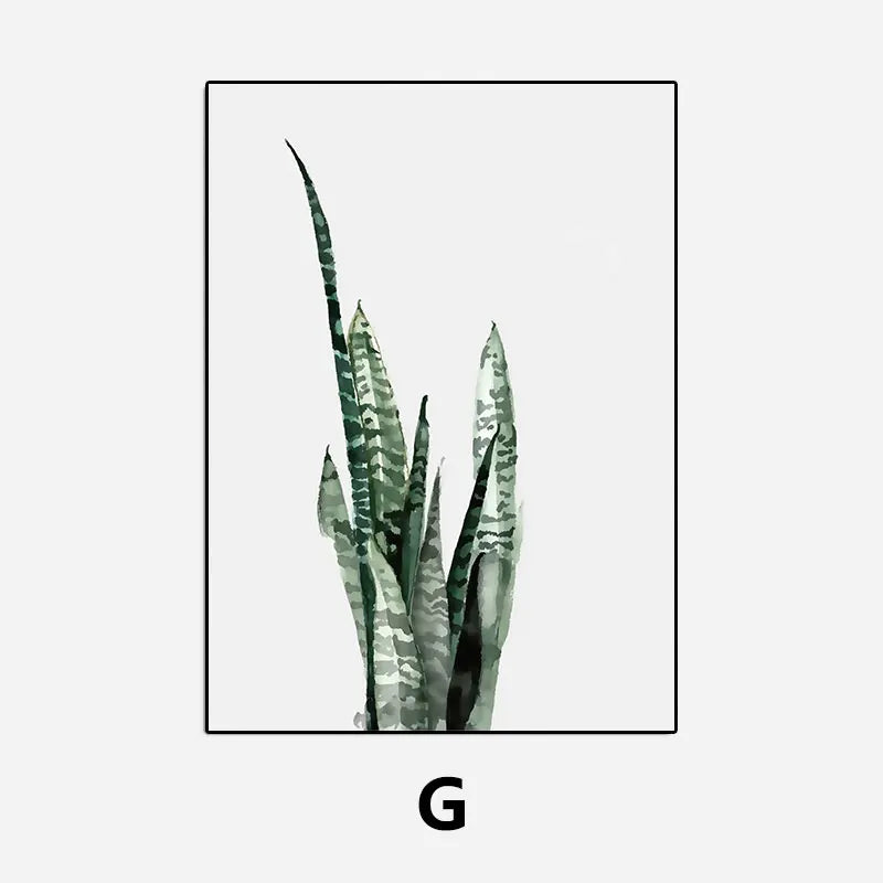 Simple Green Plant Leaves Canvas Art Painting Print Modern Wall Decorative Posters for Living Room Bedroom Home Decor Picture