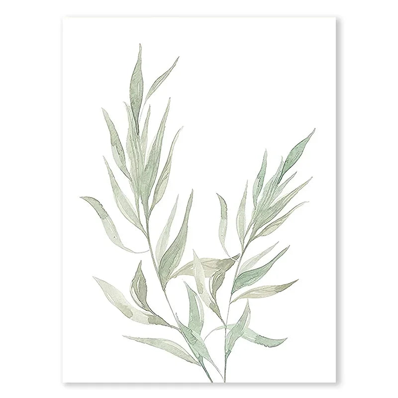 1Pc Frameless Nordic Sage Green Plant Wall Art Posters Minimalist Eucalyptus Leaves Watercolor Canvas Painting Prints Pictures R