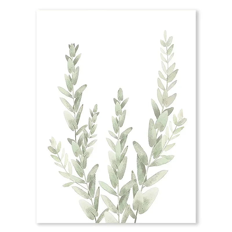 1Pc Frameless Nordic Sage Green Plant Wall Art Posters Minimalist Eucalyptus Leaves Watercolor Canvas Painting Prints Pictures R