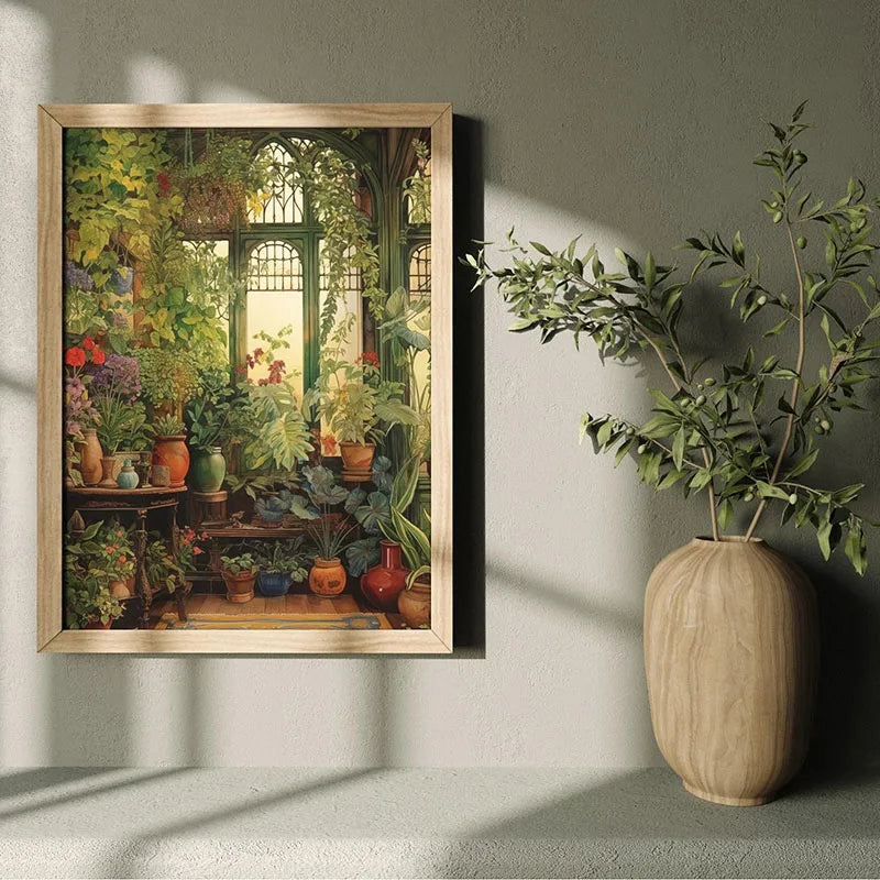 Green Botanical Leaves Canvas Wall Art Houseplants Nature Indoor Home Decor Calming Foliage And Plant Interior Poster