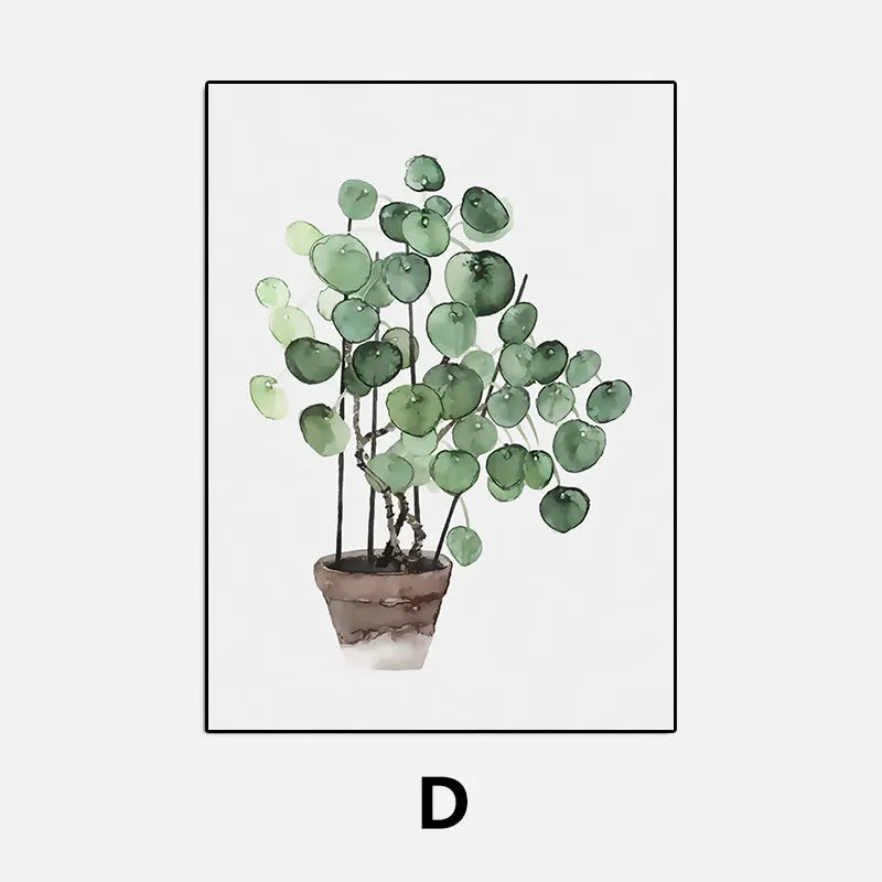 Simple Green Plant Leaves Canvas Art Painting Print Modern Wall Decorative Posters for Living Room Bedroom Home Decor Picture