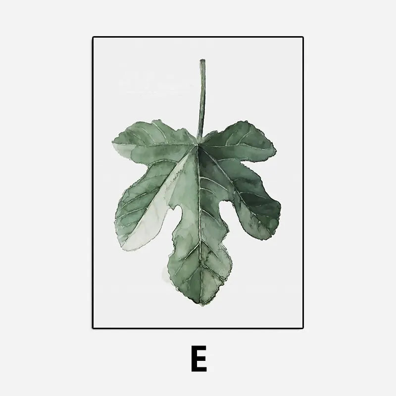 Simple Green Plant Leaves Canvas Art Painting Print Modern Wall Decorative Posters for Living Room Bedroom Home Decor Picture
