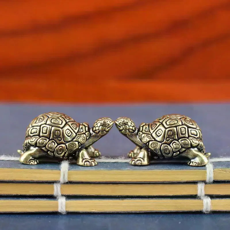 Copper Turtle Statue Vintage Brass Tortoise Figurines Desktop Feng Shui Ornament Miniatures Antique Tea Pet Crafts Gifts