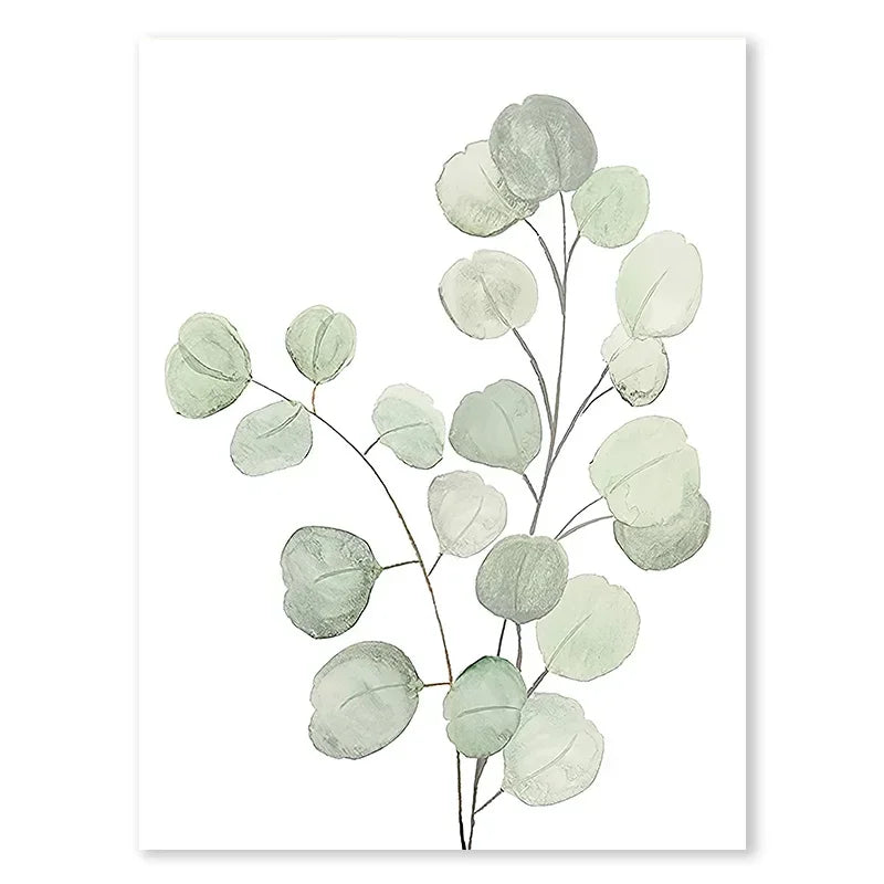 1Pc Frameless Nordic Sage Green Plant Wall Art Posters Minimalist Eucalyptus Leaves Watercolor Canvas Painting Prints Pictures R