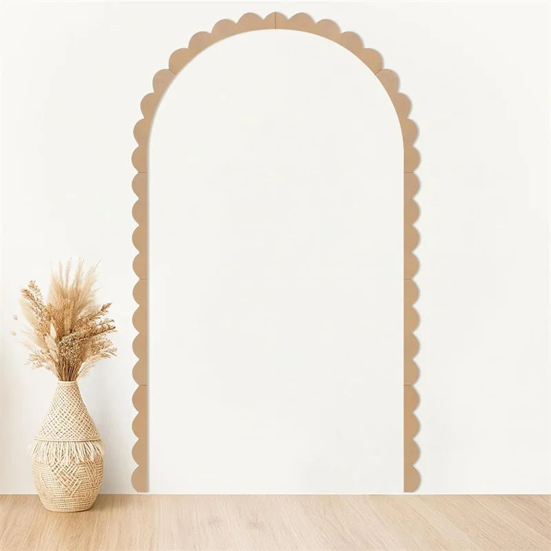 Rustic Wood Wall Arch Decor DIY Unfinished Wooden Frame Scalloped Crafts Trim Accent Furniture Molding Kids Room Nursery Decals