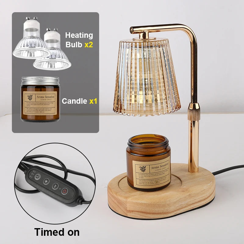 50WCandle Warmer Lamp with Timer Dimmable Candle Lamp Warmer Glass Candle Warmer Adjustable Candle Light Cozy Bedroom Home Decor
