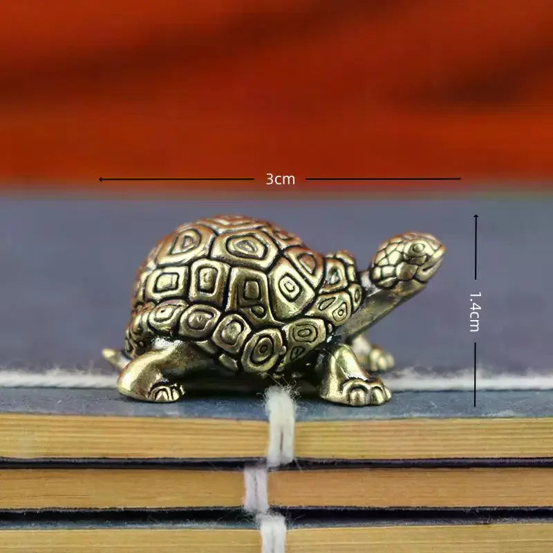 Copper Turtle Statue Vintage Brass Tortoise Figurines Desktop Feng Shui Ornament Miniatures Antique Tea Pet Crafts Gifts