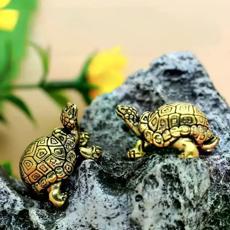 Copper Turtle Statue Vintage Brass Tortoise Figurines Desktop Feng Shui Ornament Miniatures Antique Tea Pet Crafts Gifts