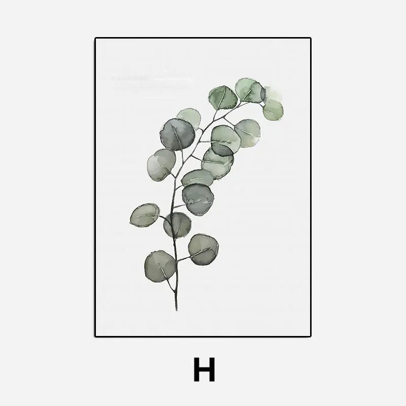 Simple Green Plant Leaves Canvas Art Painting Print Modern Wall Decorative Posters for Living Room Bedroom Home Decor Picture