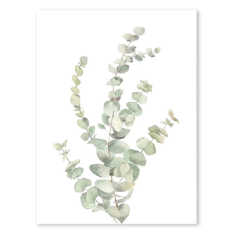1Pc Frameless Nordic Sage Green Plant Wall Art Posters Minimalist Eucalyptus Leaves Watercolor Canvas Painting Prints Pictures R