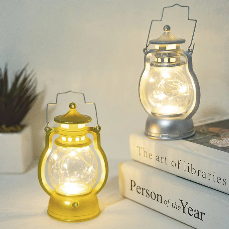 Candle Holders lantern for Table Retro Flameless Kerosene Lamp Desktop Candlestick Chandelier Christmas New Year Night Light