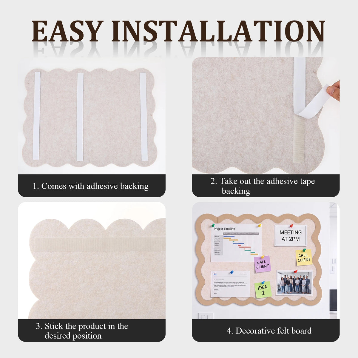 Felt Board Wall Decor Felt Cork Board No Drilling Photo Display Board Felt Notice Bulletin Board School Home Office Walls Decor