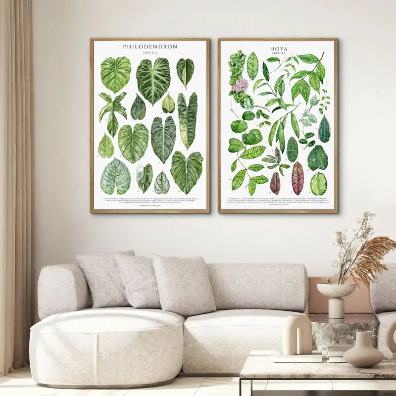 Green Botanical Leaves Canvas Wall Art Houseplants Nature Indoor Home Decor Calming Foliage And Plant Interior Poster