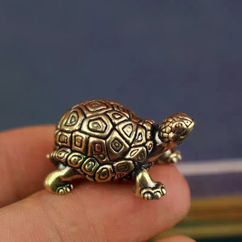 Copper Turtle Statue Vintage Brass Tortoise Figurines Desktop Feng Shui Ornament Miniatures Antique Tea Pet Crafts Gifts
