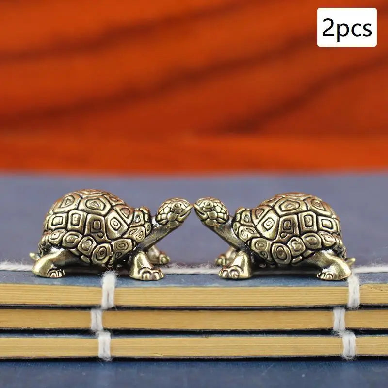 Copper Turtle Statue Vintage Brass Tortoise Figurines Desktop Feng Shui Ornament Miniatures Antique Tea Pet Crafts Gifts