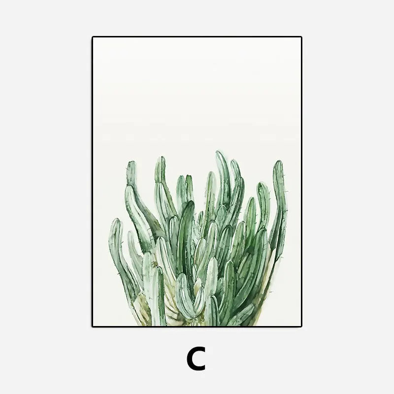 Simple Green Plant Leaves Canvas Art Painting Print Modern Wall Decorative Posters for Living Room Bedroom Home Decor Picture