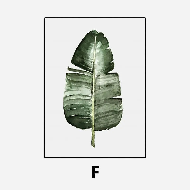 Simple Green Plant Leaves Canvas Art Painting Print Modern Wall Decorative Posters for Living Room Bedroom Home Decor Picture