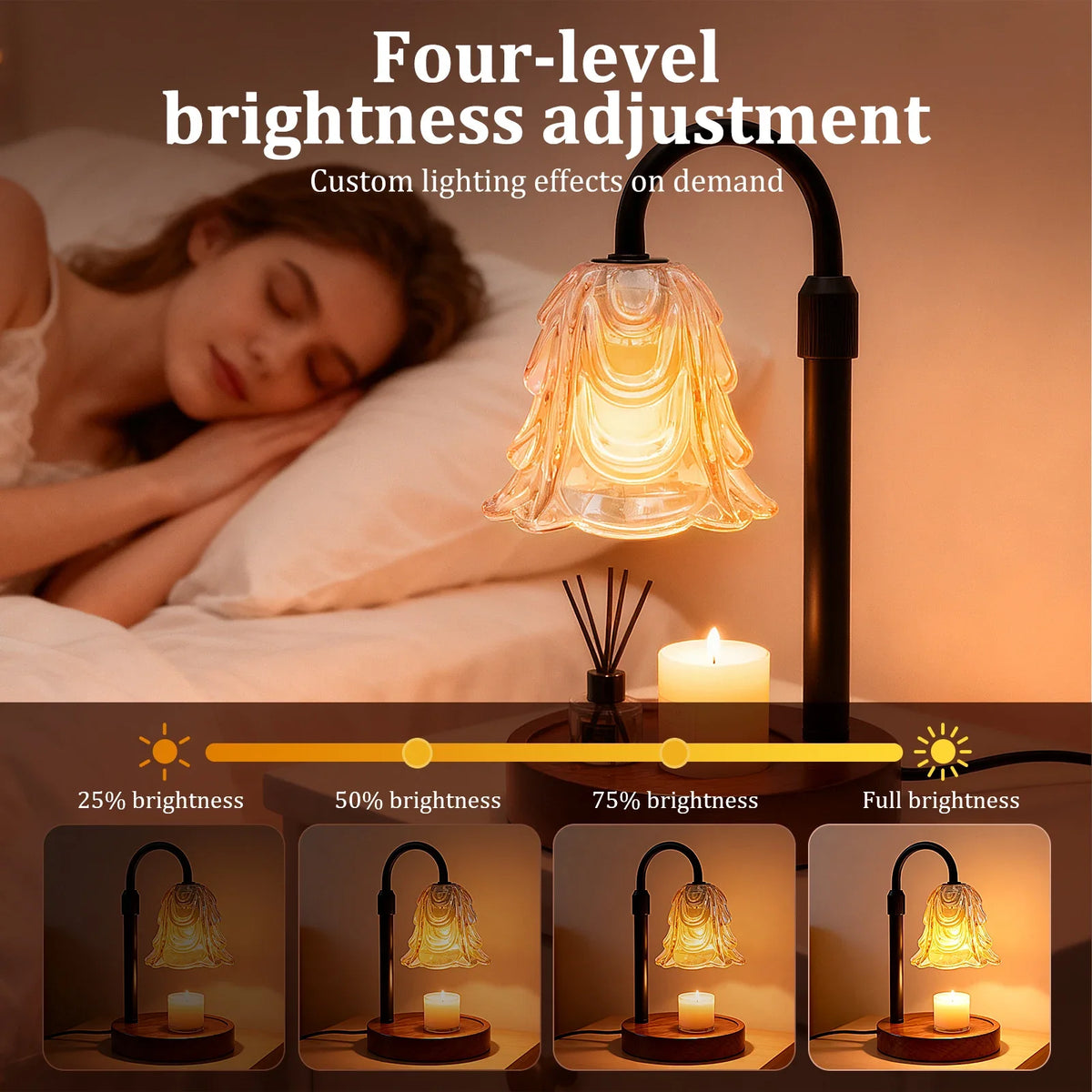 Flower Candle Warmer Lamp with Timer 4 Speed Dimmable Height Adjustable Base House Warming Birthday Gifts New Home Decor